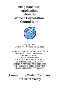 2015 Rate Case Application Before the Arizona Corporation Commission book cover