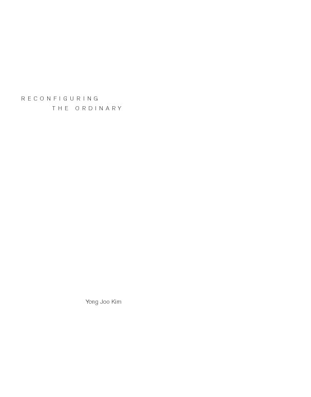 View RECONFIGURING THE ORDINARY by Yong Joo Kim