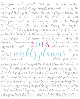 2016 Weekly Planner book cover