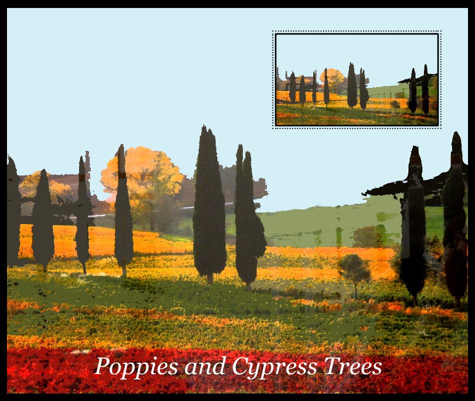 Ver Poppies and Cypress Trees por Abby Lazar