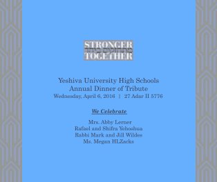 Abby Lerner - Yeshiva University High Schools Annual Tribute Dinner 2016 book cover