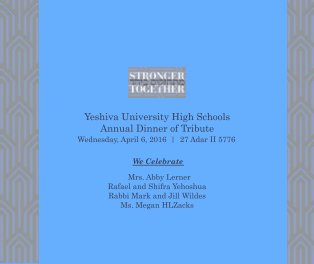 Wildes - Yeshiva University High Schools Annual Tribute Dinner 2016 book cover
