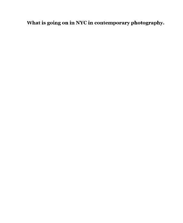 View What is going on in NYC in contemporary photography. by Deirdre Argast, Gabe Blankenship, Charlotte Canner, Martha Frazier, Maria Gotay, Olivia Kozlowski, Theo LeGro, Emily Low, John Roman, Alexandra Palomino, Aubrey Stallard, Devlin Shand, and Bana Stefanos; edited by Stephan Apicella-Hitchcock