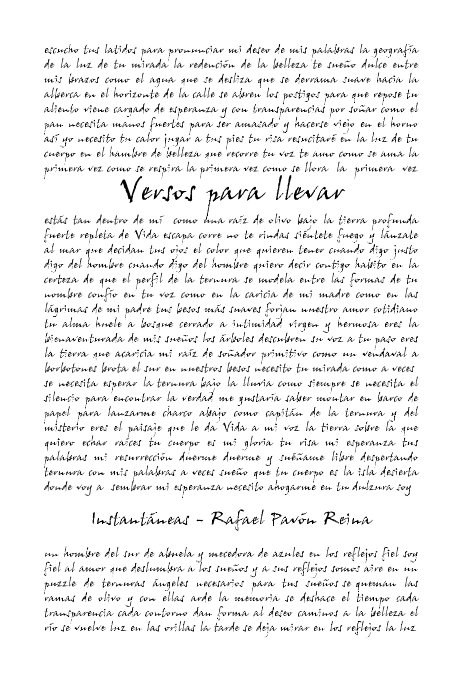 Ver Versos para llevar por Rafael Pavón Reina