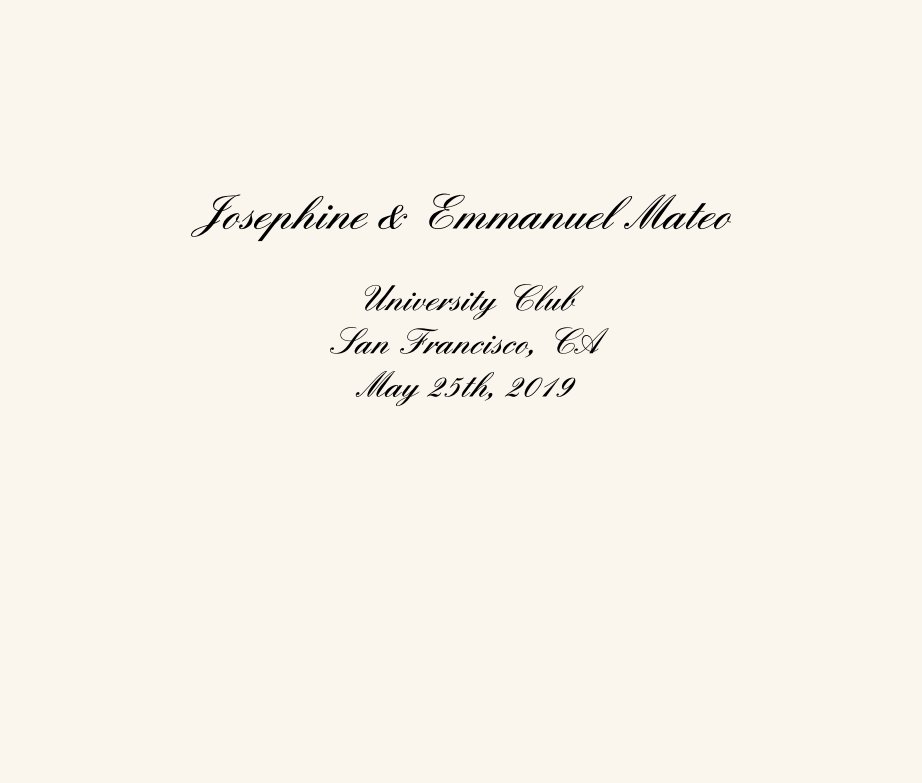 Ver Josephine  Emmanuel Mateo  University Club San Francisco CA May 25th 2019 por Alex Perez