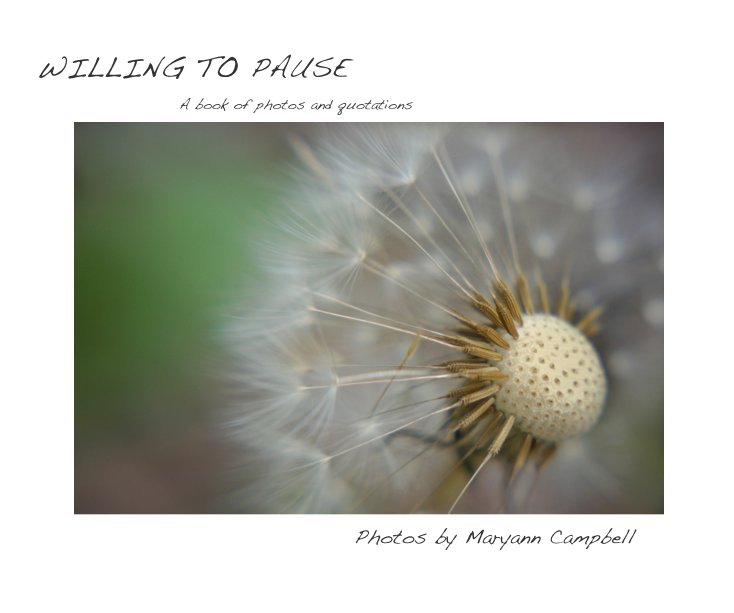 View WILLING TO PAUSE A book of photos and quotations Photos by Maryann Campbell by pagerunner