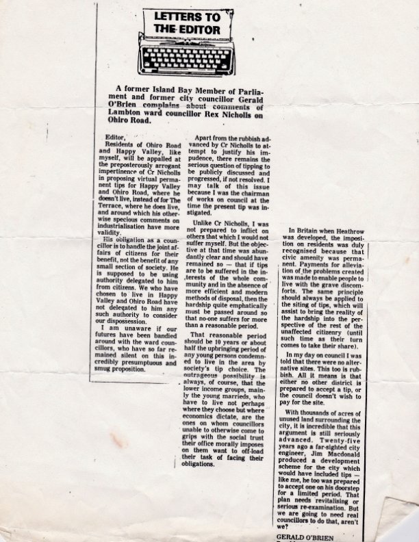 View Letters To The Editor by gerald o'brien, lucien rizos