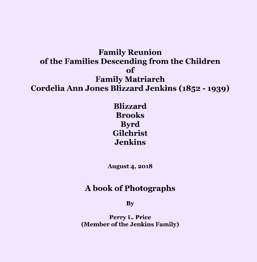 View BBBGJ 2018 Family Reunion by Perry L. Price