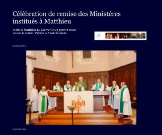 Remise des Ministères institués au séminariste (diocèse de Poitiers)  Matthieu Le Merrer book cover