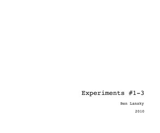 Experiments #1-3 book cover