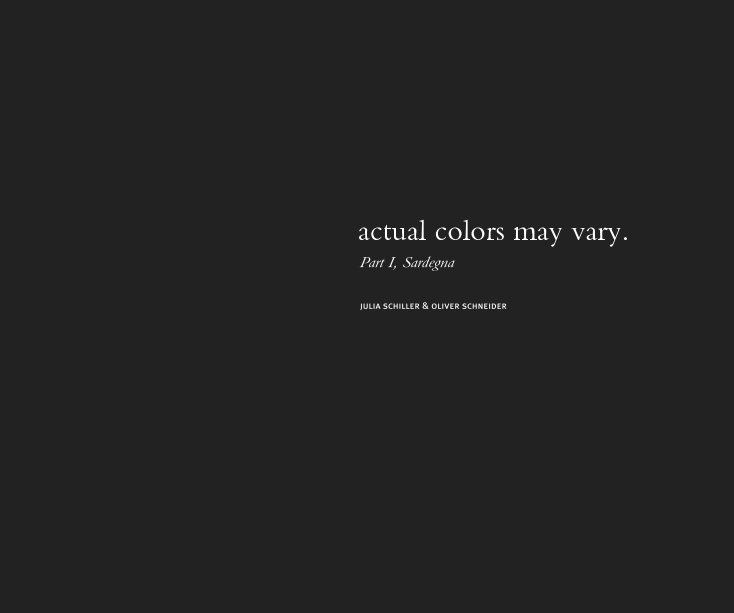 View actual colors may vary. by julia schiller and oliver schneider