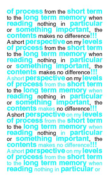 Ver A short perspective on my levels of process from the short term to the long term memory when reading nothing in particular or something important, the contents makes no difference!!! por Christiaan Schuit
