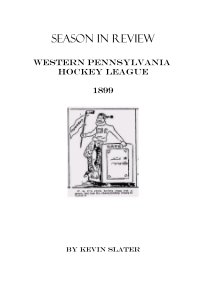 Season In Review Western Pennsylvania Hockey League 1899 book cover