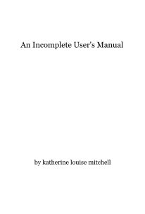 An Incomplete User's Manual book cover