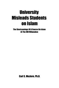 University Misleads Students on Islam book cover