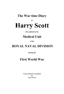 The War time Diary of Harry Scott who enlisted in the Medical Unit of the ROYAL NAVAL DIVISION during the First World War book cover