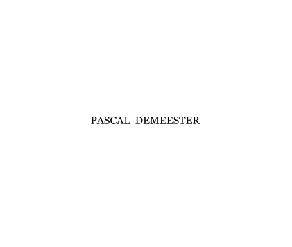 PASCAL DEMEESTER book cover