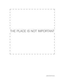 The Place is not important book cover