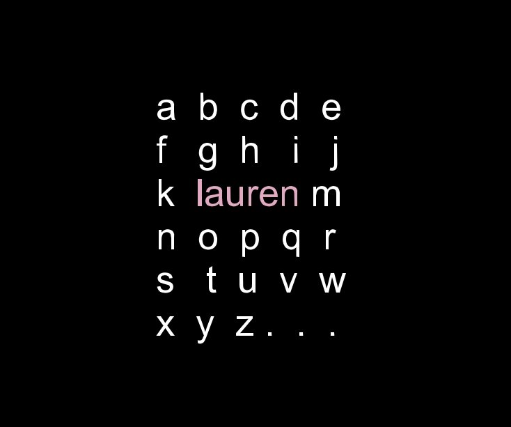 Ver a b c d e f g h i j k lauren m n o p q r s t u v w x y z . . . por chowm2