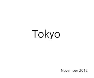 Tokyo November 2012 book cover