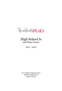 BradfordSPEAKS High School Is and Other Poems 2011 - 2012 book cover