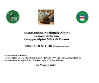 Associazione Nazionale Alpini Sezione di Tirano Gruppo Alpini Villa di Tirano BORSA DI STUDIO ( SESTA EDIZIONE ) book cover