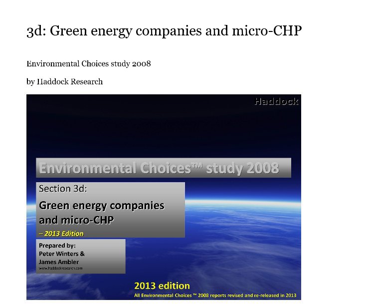 View 3d: Green energy companies and micro-CHP by Haddock Research