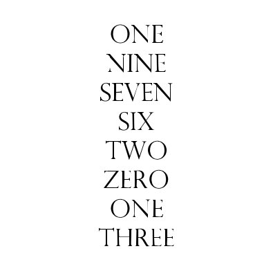 ONE NINE SEVEN SIX TWO ZERO ONE THREE book cover