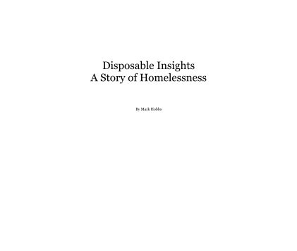 Disposable Insights A Story of Homelessness book cover