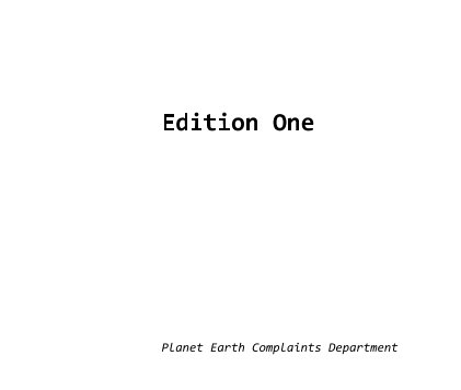 Edition One (Limited Edition) book cover