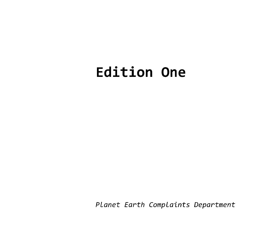 Edition One (Limited Edition) nach Planet Earth Complaints Department anzeigen