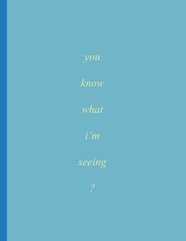 View You know what I'm seeing? by Patrick Aguilar of Owl & Tiger Books and Gwen Lafage