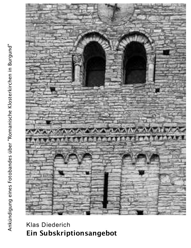 View Ankündigung eines Photobildbandes über "Romanische Klosterkirchen in Burgund" by Klas Diederich