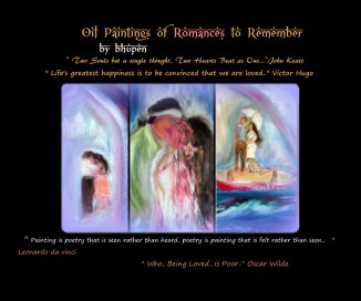 Oil Paintings of Romances to Remember by bhupen " Two Souls but a single thought, Two Hearts Beat as One..."John Keats book cover