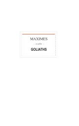 Maximes contre Goliaths book cover